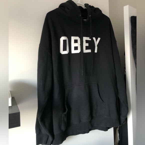 Obey Other - MENS XL OBEY HOODIE SWEATER BLACK SKATEBOARD KANGAROO POCKET